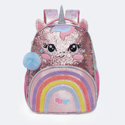 Mochila Pack Me Sweet Uni Rosa - frente da mochila de paetê
