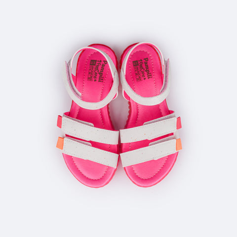 Sandália Papete Infantil Pampili Candy Eco Amigável Branca e Pink - superior da sandalia