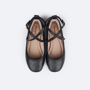 Sapato Infantil Pampili Ballet Texturizada Preto - superior da sapatilha com tiras cruzadas