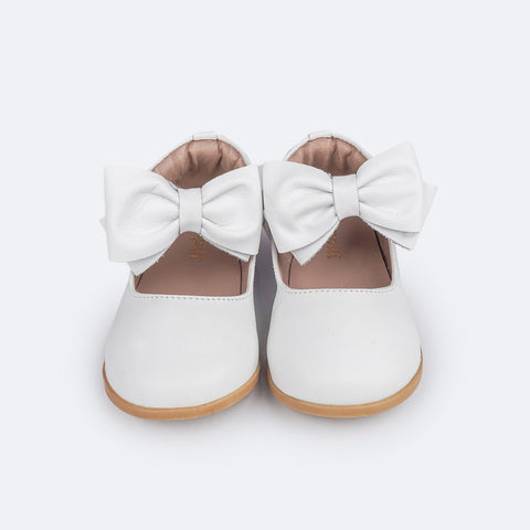 Sapato Infantil Feminino Pampili Mini Cris Laço Removível Branco - frente do sapato