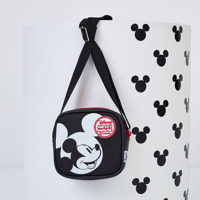 Bolsa Tiracolo Tweenie Mickey Mouse Glitter Preta - frente bolsa pequena