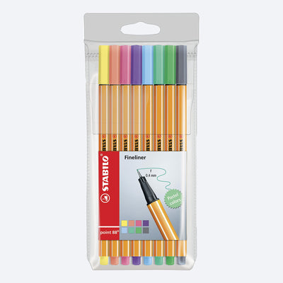 Caneta Stabilo Kit Point 88 Pastel Colors 8 Cores Colorida - frente do kit canetas