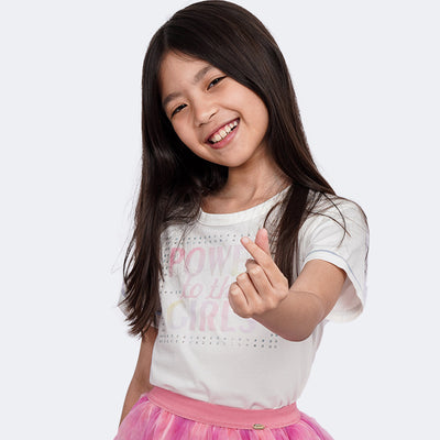 Camiseta Infantil Pampili Power Girls Branca - blusa na menina
