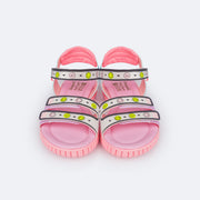 Sandália Papete Infantil Pampili Candy Ícones Divertidos Colorida - frente da papete com fecho em velcro