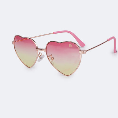 Óculos de Sol Infantil KidSplash! Proteção UV Coração Pink e Amarelo - frente do óculos com lente degradê