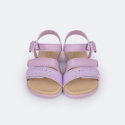 Sandália Papete Infantil Mini Fly Glitter Brilho Lilac - frente da papete calce fácil