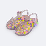 Sandália de Led Infantil Pampili Glee Valen Transparente Glitter Colorida - sandália de led infantil