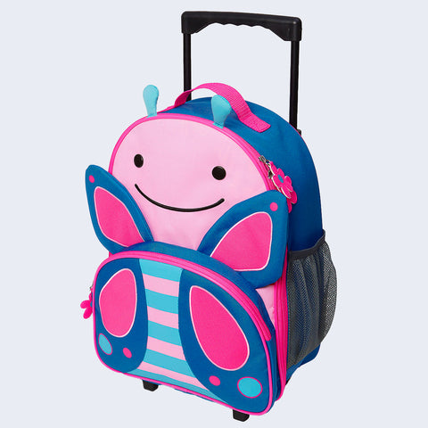Mochila de Rodinha Escolar Zoo Borboleta Skip Hop Rosa e Azul - frente da mochila de rodinha