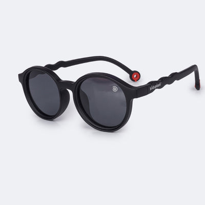 Óculos de Sol Infantil Flexível KidSplash! Proteção UV Redondo Preto - frente do óculos preto