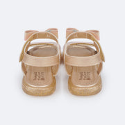 Sandália de Led Infantil Pampili Lulli Laço Degradê Dourada - traseira da sandália de led