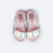 Sandália Papete Infantil Pampili Candy Holográfica Branca - Vem com Porta Celular - superior da sandália papete confortável
