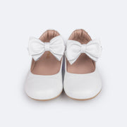 Sapato Infantil Feminino Pampili Cris Laço Removível Branco - frente do sapato com laço removível