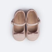 Sapato Infantil Feminino Pampili Mini Cris Laço Duplo Rosa - superior do sapato de bebê em couro