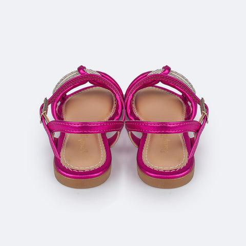 Sandália Infantil Pampili Cherrie Strass Comfy Pink - traseira da sandália pink