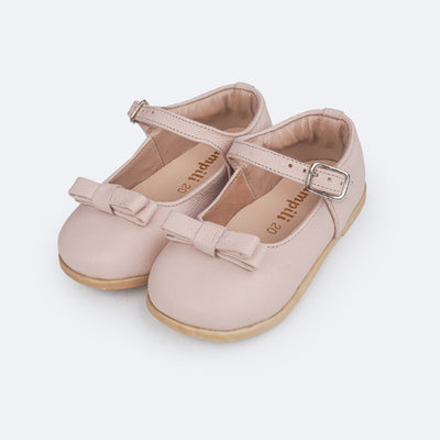 Sapato Infantil Feminino Pampili Mini Cris Laço Duplo Rosa - frente do sapato com laço