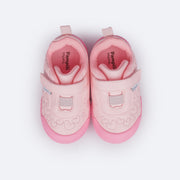Tênis Infantil Feminino Pampili Yuyu Corações Bordados Rosa Baby - superior do tênis confortável