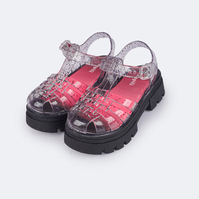 Sandália Feminina Pampili Lyra Glee Glitter Preta - sandália com glitter preto