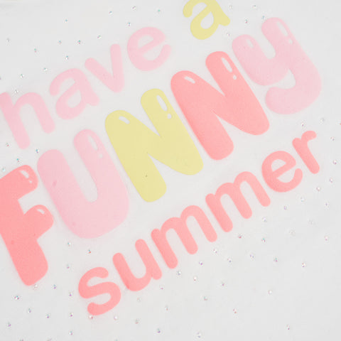 Camiseta Infantil Pampili Funny Summer Branca - frente da camiseta estampada