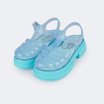 Sandália Feminina Tweenie Maya Glee Azul Dália - frente da sandália de plástico