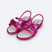 Sandália Infantil Pampili Iris Tiras Comfy e Nó Pink - frente da sandália com nó
