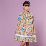Vestido Infantil Bambollina Floral Bege e Colorido - vestido infantil