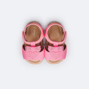 Sandália de Bebê Pampili Nana Momentos Especiais Coração Strass Rosa Neon Luz - superior da sandália de bebê confortável