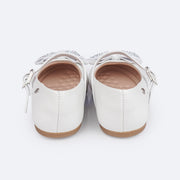 Sapato Infantil Pampili Mini Angel Laço Glitter e Strass Branco - traseira da sapatilha confortável infantil