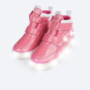 Tênis de Led Cano Médio Pampili Sneaker Luz Pamps IA Pink - frente