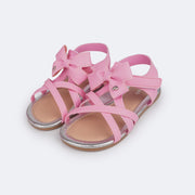 Sandália Infantil Primeiros Passos Pampili Mili Tiras Cruzadas Laço Rosa Bale Novo - sandália de bebê rosa