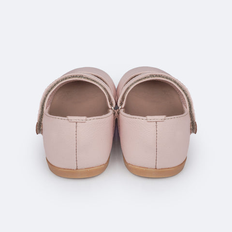 Sapato Infantil Feminino Pampili Mini Cris Rosa - traseira do sapato com velcro