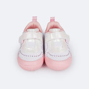 Tênis Infantil Feminino Pampili Yuyu Glitter e Strass Branco - Tênis de bebê