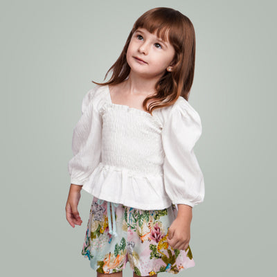 Conjunto Infantil Infanti Blusa Wave Lastex e Short Off White e Floral -  conjunto infantil