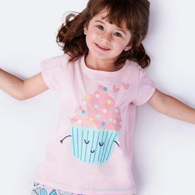 Pijama Infantil Tip Top Glitter Cupcake Rosa - pijama da menina