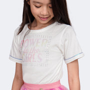 Camiseta Infantil Pampili Power Girls Branca - frente da camiseta