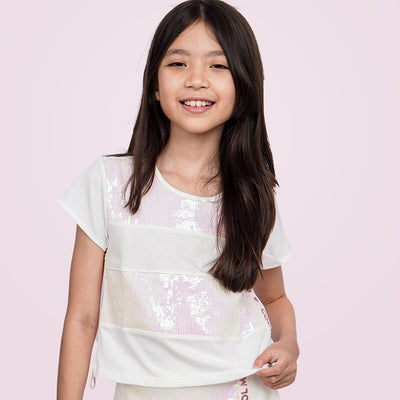 Camiseta Infantil Pampili Cool Mood Paetê Off White - camiseta na menina