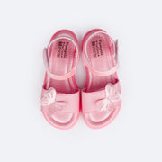 Sandália de Led Infantil Pampili Lulli Borboleta Rosê Holográfica - superior da papete confortável