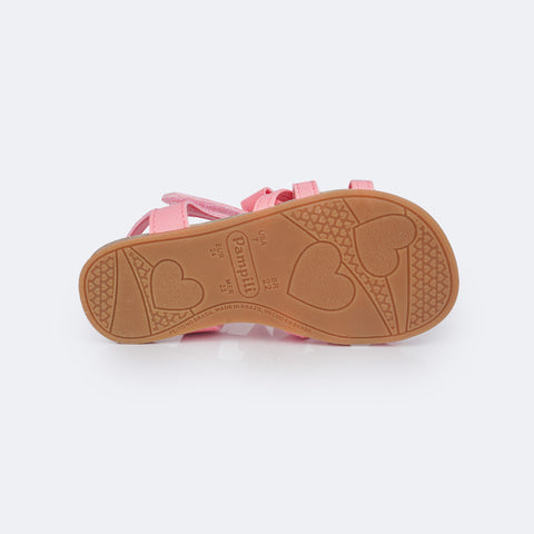 Sandália Infantil Primeiros Passos Pampili Mili Tiras Cruzadas Laço Rosa Chiclete - solado antiderrapante da sandália para bebê