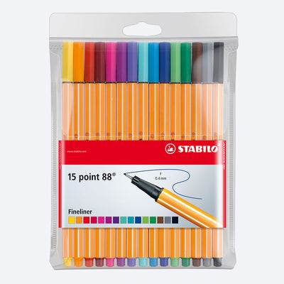 Caneta Stabilo Kit Point 88 15 Cores Colorida - frente das canetas
