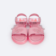 Sandália de Led Infantil Pampili Lulli Borboleta Rosê Holográfica - frente da papete com borboletas