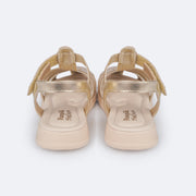 Sandália Infantil Pampili Flower Coração Glitter Dourada - traseira da sandália confortável infantil