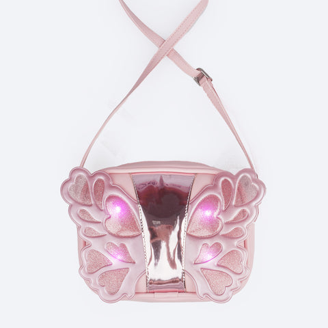 Bolsa de Led Infantil Pampili Butterfly Rosa Glacê - frente da bolsa de led