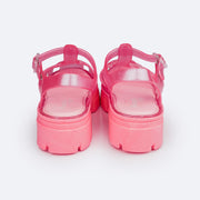 Sandália Feminina Pampili Lyra Glee Cintilante Rosa Chiclete - traseira da sandália de plástico