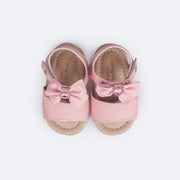 Sandália de Bebê Pampili Nana Laço Coração de Strass Rosa - superior da sandália