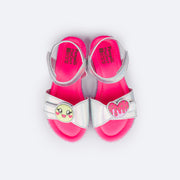 123.241-Sandália Papete Infantil Pampili Candy Patches Divertidos Prata e Pink - superior da sandália/PINK FLUOR_5.jpg