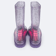 Bota Galocha de Led Infantil Pampili Lulu Glee Transparente Com Glitter Preto - bota transparente com glitter