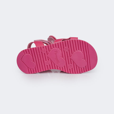 Sandália Infantil Pampili Slim Bombom Laço Pink - solado da sandalia