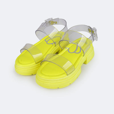 Sandália Feminina Tweenie Maya Glee Tiras Transparente e Amarela - frente da sandália de plástico