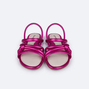 Sandália Infantil Pampili Iris Tiras Comfy e Nó Pink - frente da sandália rasteira