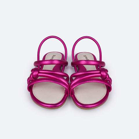 Sandália Infantil Pampili Iris Tiras Comfy e Nó Pink - frente da sandália rasteira