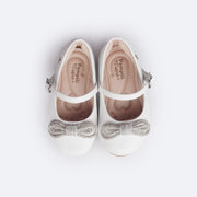 Sapato Infantil Pampili Mini Angel Laço de Strass Branco - superior do sapato